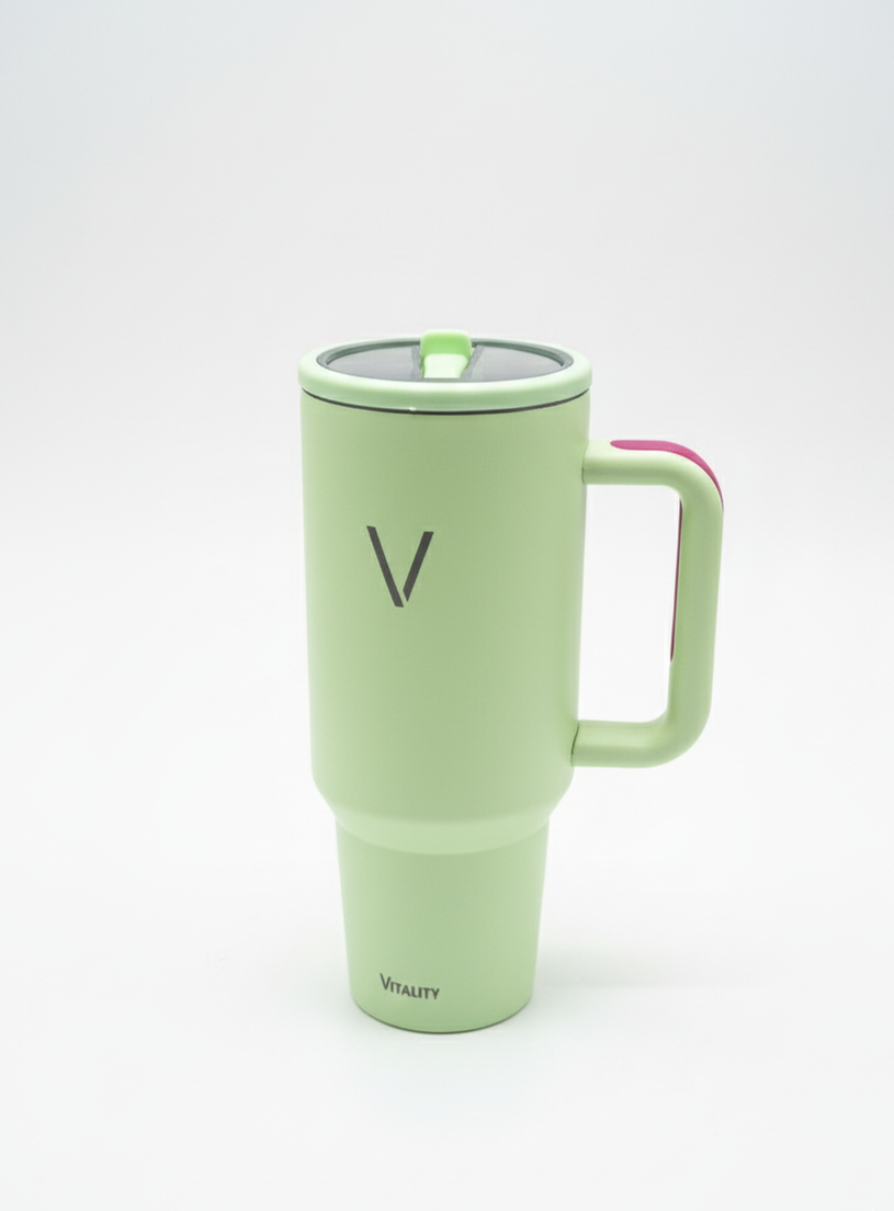 Vaso Térmico Vitality 40oz con Asa Ergonómica – Hidratación Total en Verde Menta