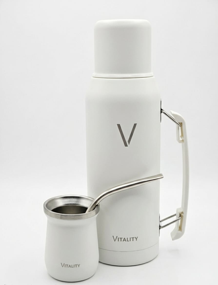 Combo Vitality: Termo 1L + Guampa 160ml + Bombilla de Alpaca